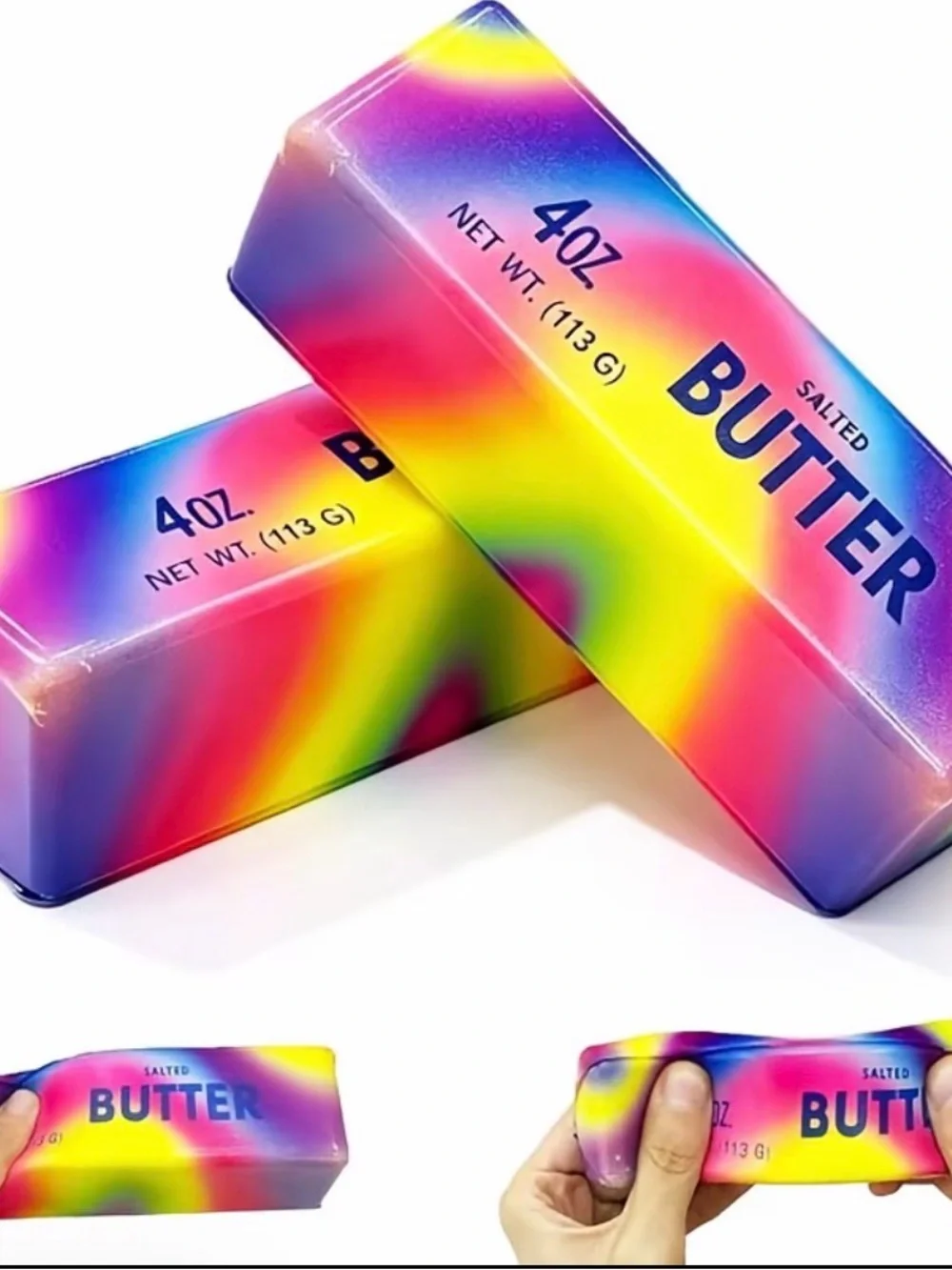 3 Pack Rainbow Butter Stick Squishy Toy Slow Rising Stress Relief Squeeze Toy⁠